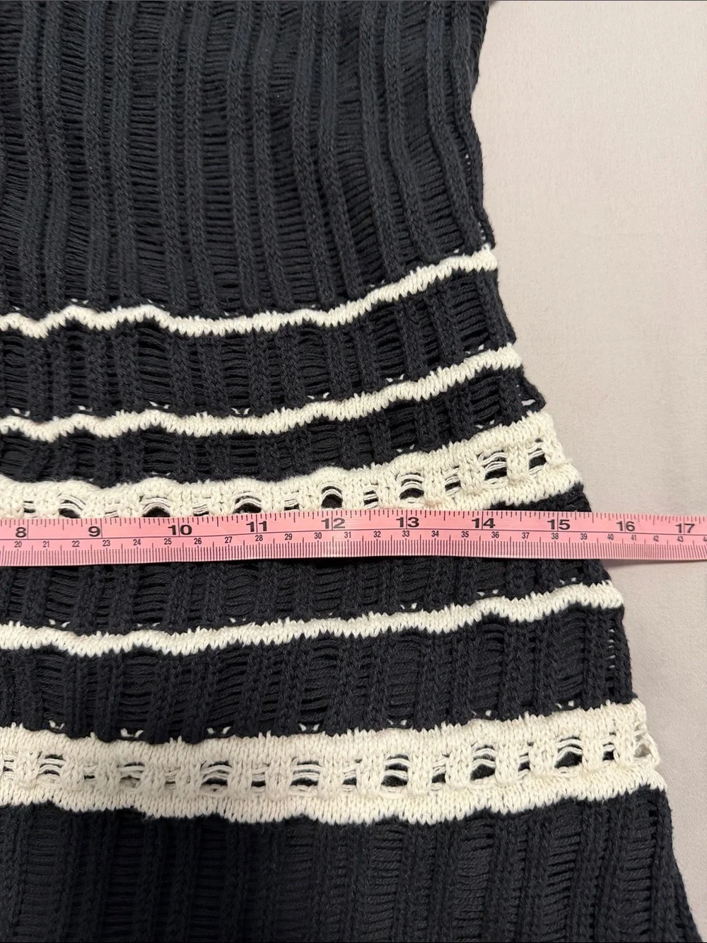 Abercrombie & Fitch Black and White Striped Maxi Dress. Cotton. - Picture 10 of 11